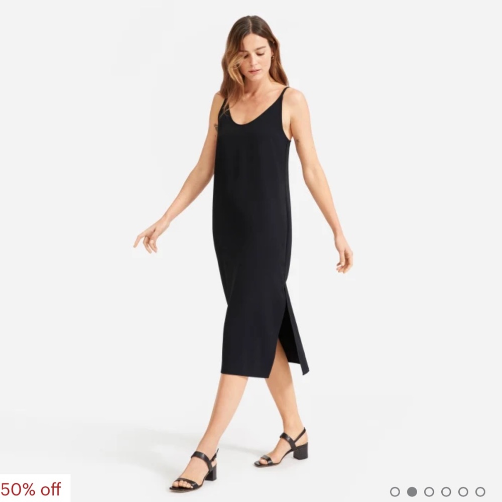 Everlane Japanese GoWeave Slip Midi Dress with side slit, discontinued style